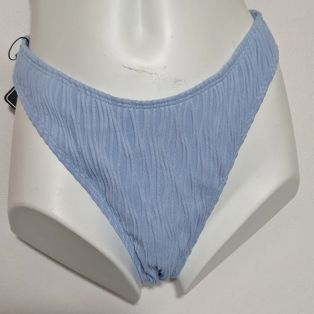 Zaful Light Blue Textured Bikini Set
